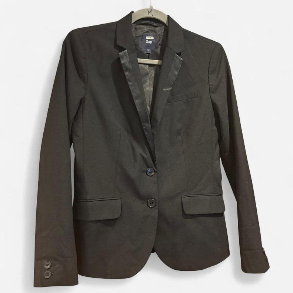 Gap Black Satin Lapel Tuxedo Blazer Jacket Women’s Size 4